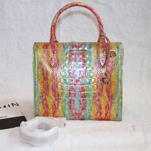 BRAHMIN Small Caroline Satchel Saltwater Taffy Leather Purse Bag